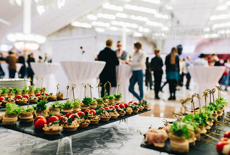 Table filled with small and delicious cocktail bites