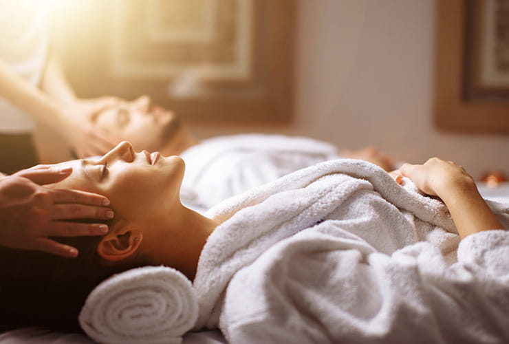 A couple enjoying a relaxing massage