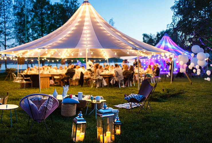 Summer garden party under a big tent