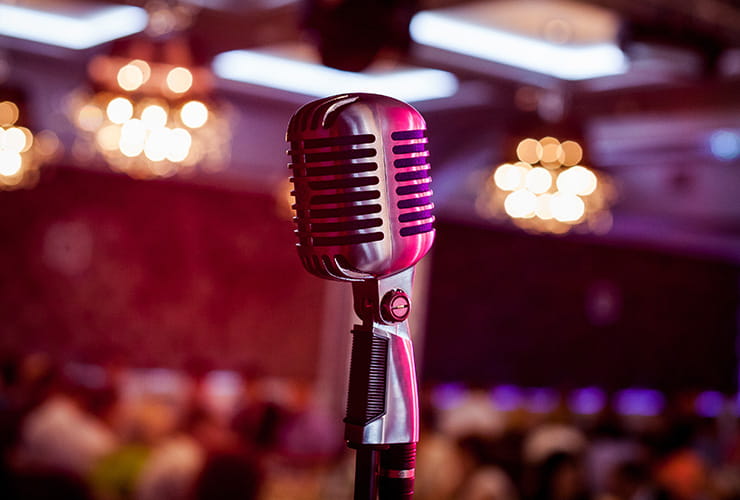 Close-up image of a standing microphone